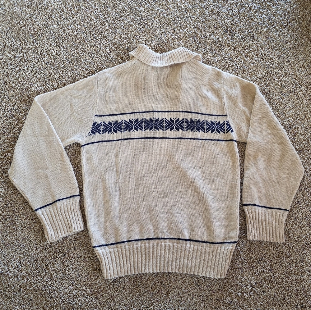 Vintage 70s Brentwood Sportwear Ski Sweater Tan Blue Womens Medium - Picture 3 of 6